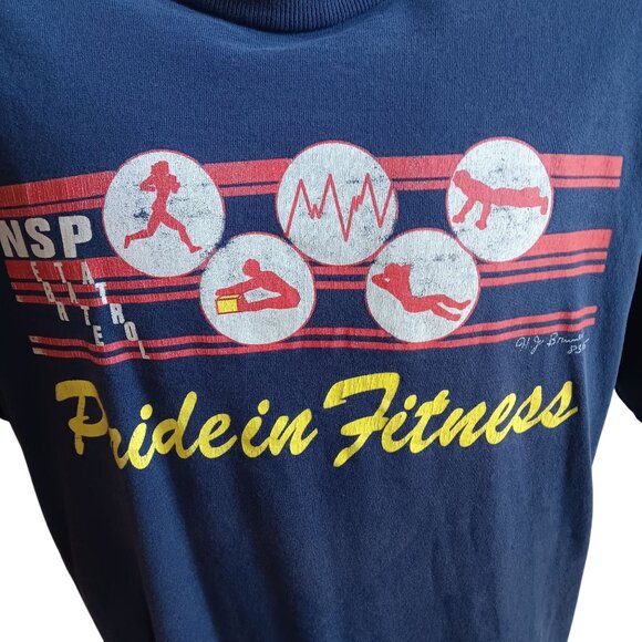 Nebraska State Patrol Vintage T-Shirt XL 1990s Crackle Graphic Fitness Blue USA - Picture 2 of 10
